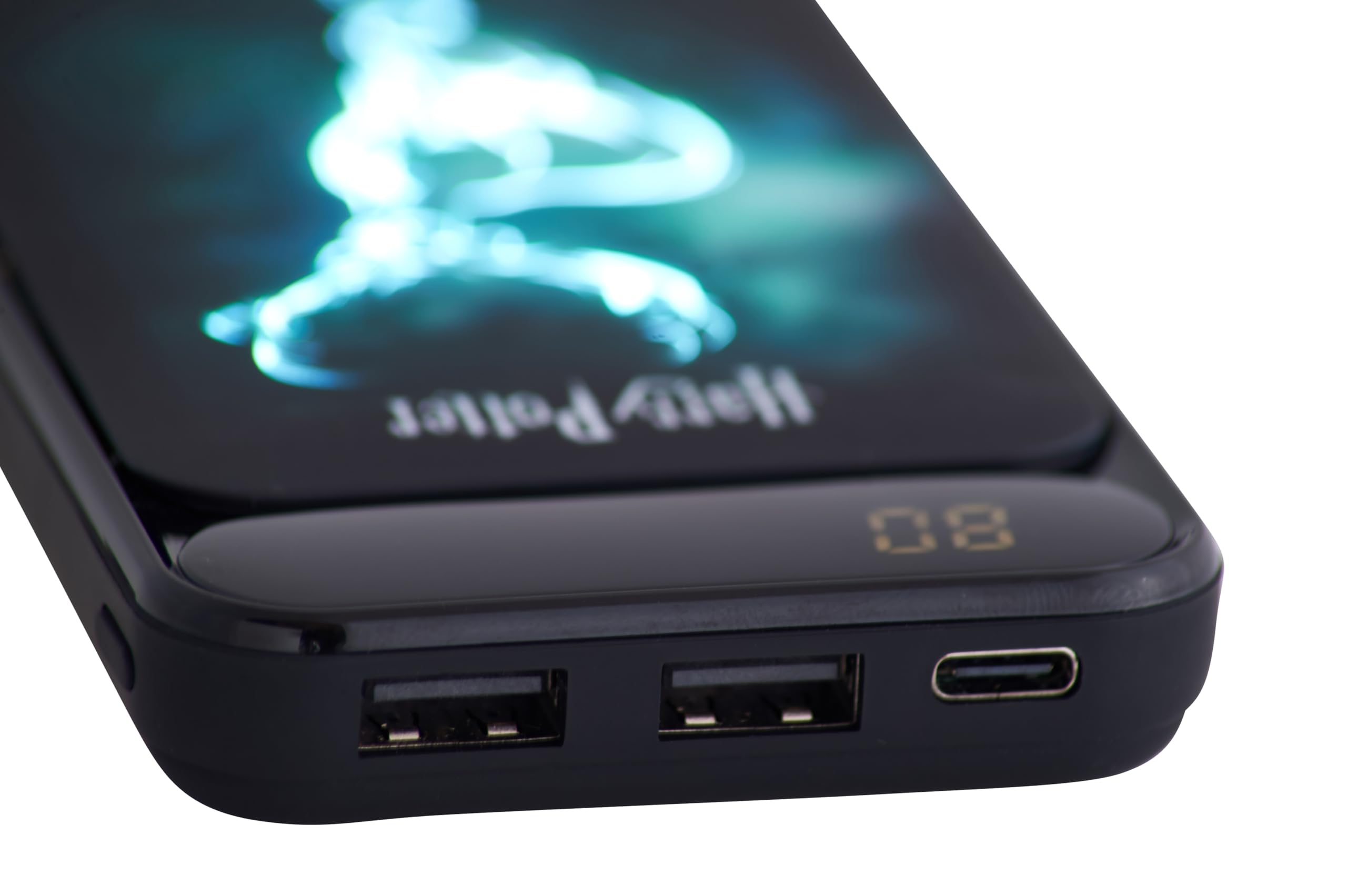 Harry Potter Batterie Externe Lumineuse de 10 000 mAh. Charge jusqu'à 2 téléphones à la Fois. Affichage LCD de l'indicateur d'alimentation. 4 Charges complètes de l'appareil en déplacement. 2 Sorties