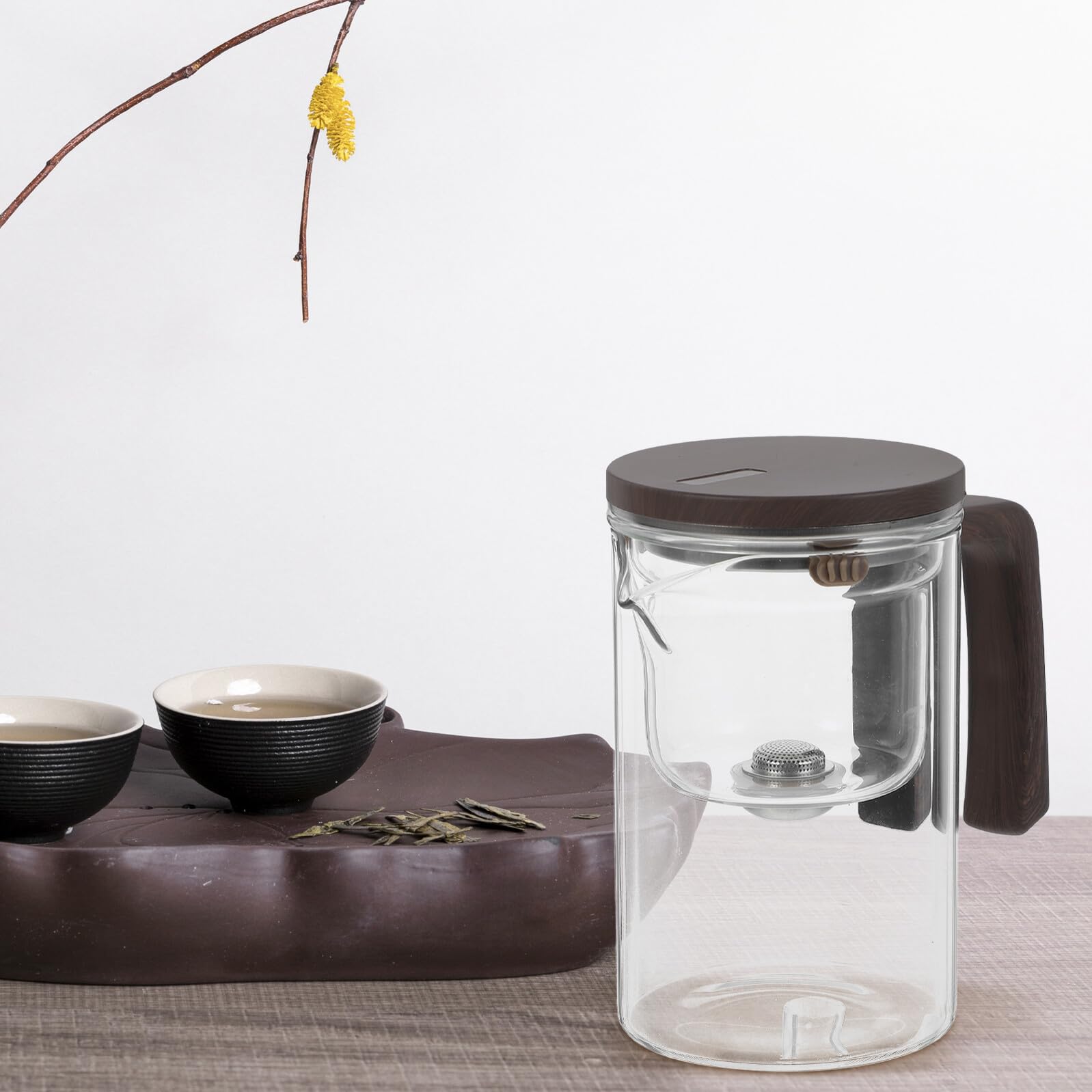 Elegante Glas Teekanne mit Losem Blatt Teesieb aus Edelstahl und Magnetischem Verschluss 520ml für Büro und Teehaus Leicht zu Reinigen und Stilvolles Design