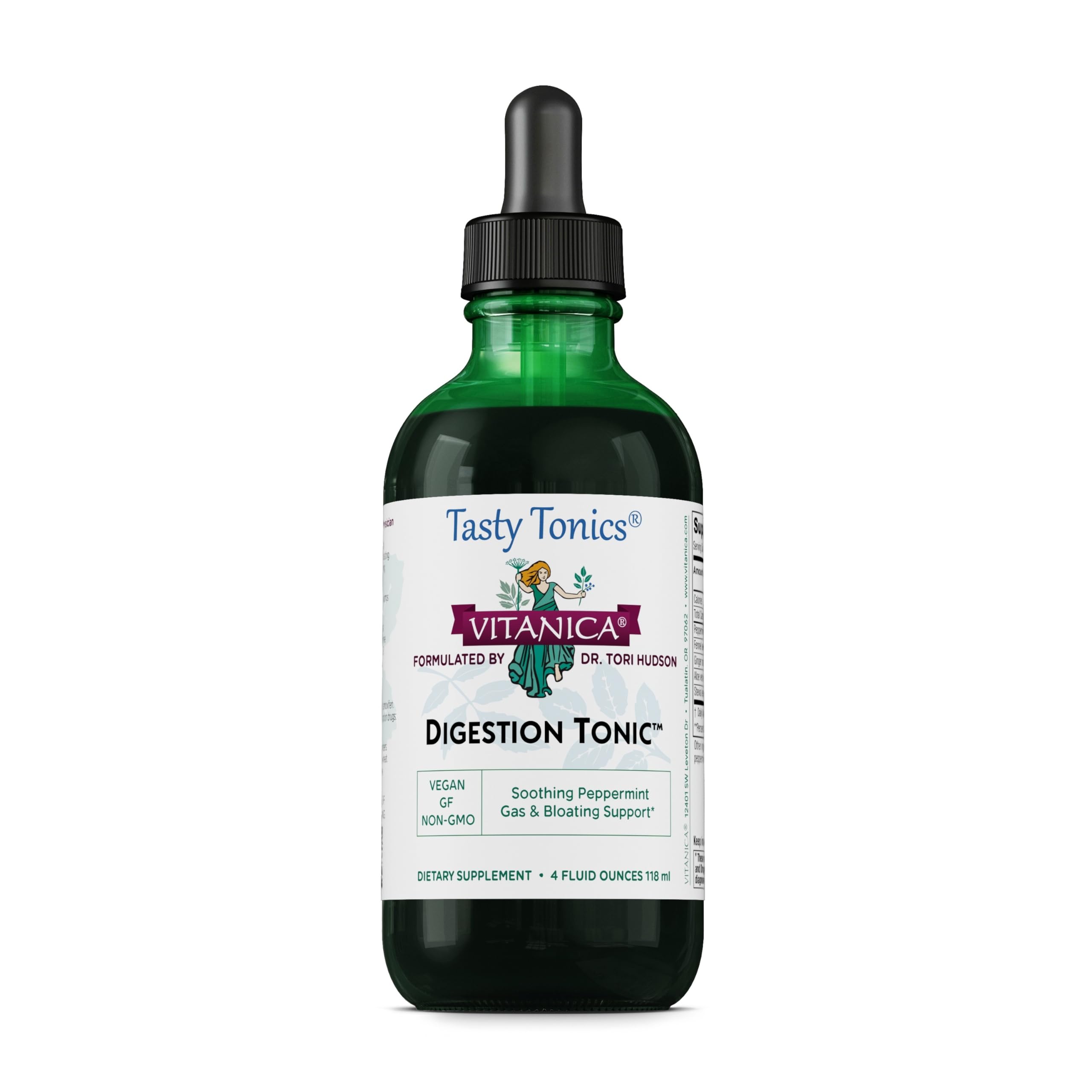 Vitanica Digestion Tonic, Bloating & Gas Relief, Vegan, 4 fl oz