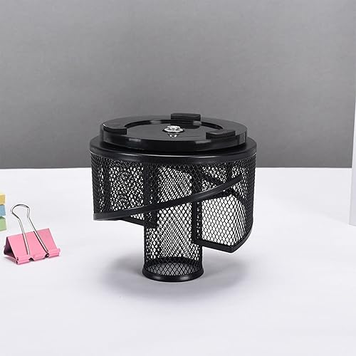 Miniatura 5 de Organizador de escritorio giratorio de malla, soporte de lápiz negro de metal, organizador de escritorio de 5 rejillas para suministros de arte de