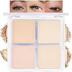 4 cores bege claro nude rosa marfim paleta de sombra em pó, paleta de sombras neutro, fosco cintilante, creme quádruplo para mulheres, altamente pigmentada, à prova d'água, paleta de sombras de