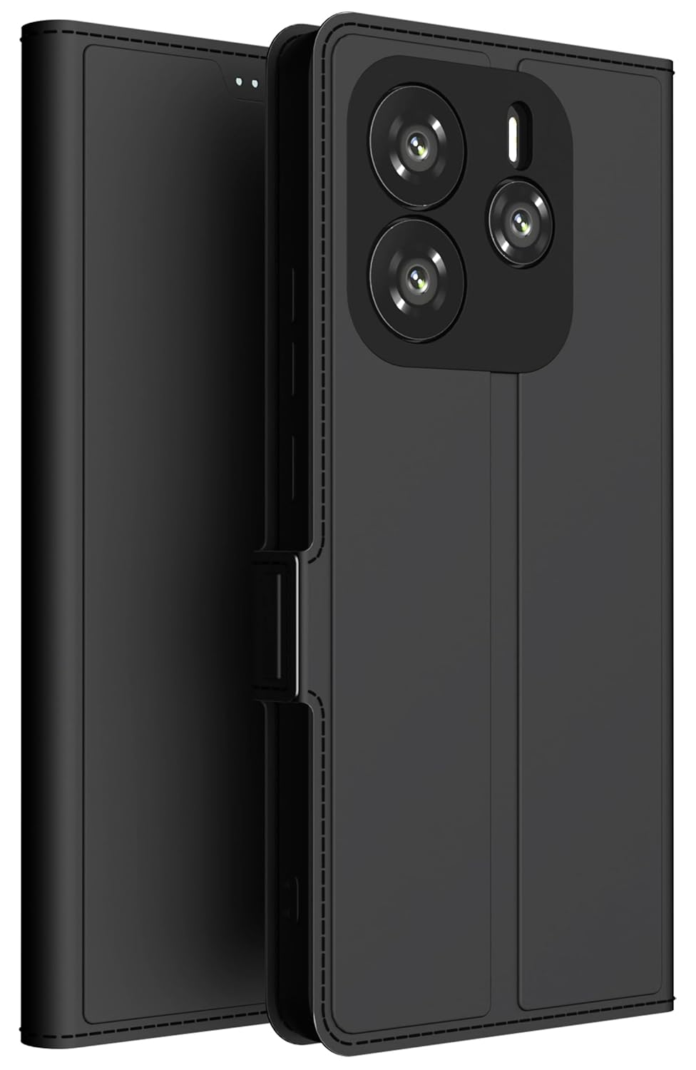 Kapa Noble Slim Magnetic Leather Flip Case Cover for Redmi Note 14 (5G) | Card Holder Stand Flip Wallet Case (Black)