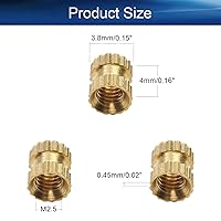 Vista 2 de Yinpecly 100 tuercas moleteadas M2.5, rosca hembra M2.0.197 x 0.150 x 0.157 in, inserción roscada métrica a través de rosca, ajuste prensado