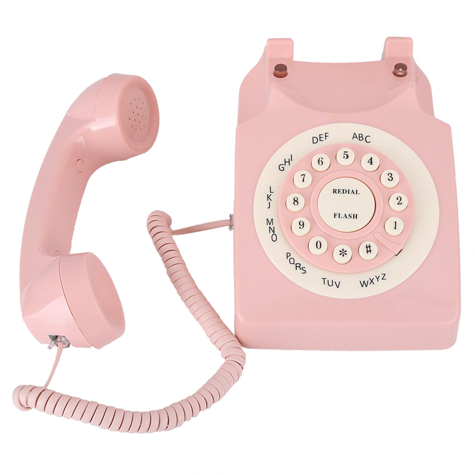 Telefono fisso a disco retrò, telefono da scrivania classico vintage con filo, telefoni vintage anni '80 con filo per casa, ufficio, rosa