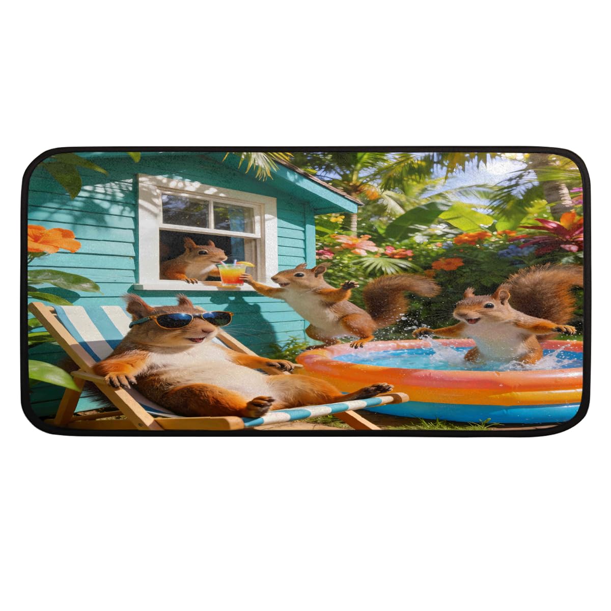 Tapis de cuisine écureuil de piscine pour égayer votre espace évier et buanderie