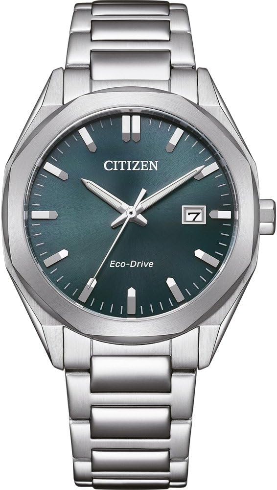 BM7620-83X Men's Analogue Quartz Watch with Stainless Steel Strap, Green, Bracelet