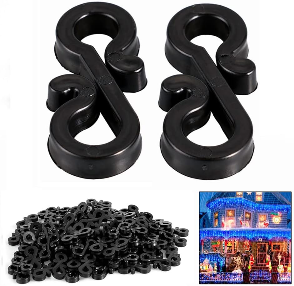 COMBIUBIU 120pcs Mini Plastic Gutter Hooks, Outdoor Light Hooks Clips