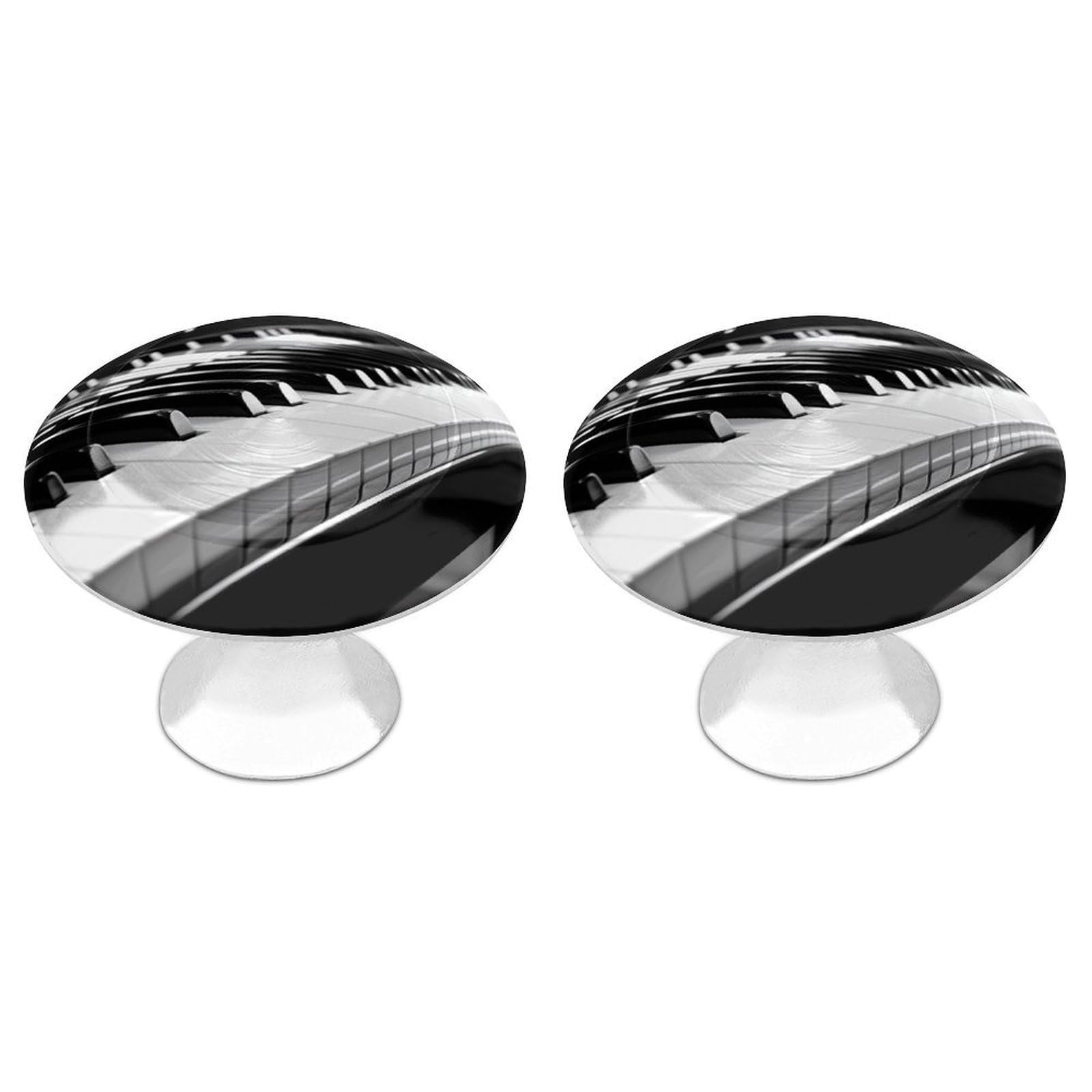 Btcowzrv Style Black White Piano Keyboard 2 Pack Cabinet Knobs Drawer Pulls