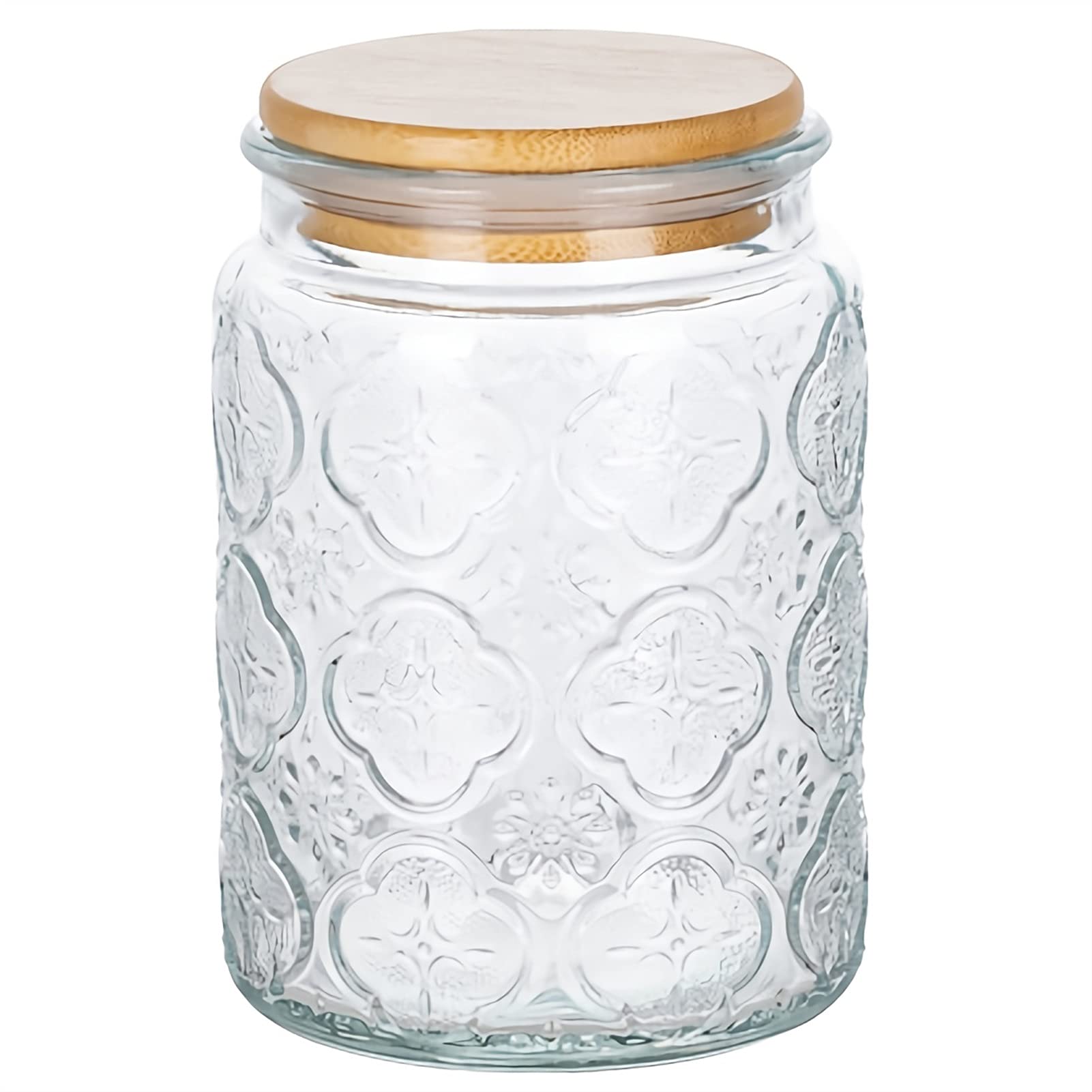 Sucrier avec couvercle sucrier sucrier en verre transparent avec couvercle en bambou, 23,6 oz/700 ml, pot à sucre, récipients à sel for la maison et la cuisine