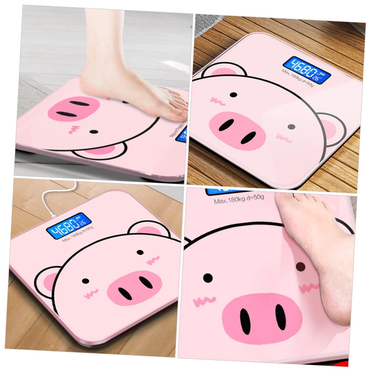 Báscula Digital de Peso Corporal Vidrio Templado y Precisión de 2 Decimales, Diseño de Dibujos Animados Práctica para Obsequio Hogar
