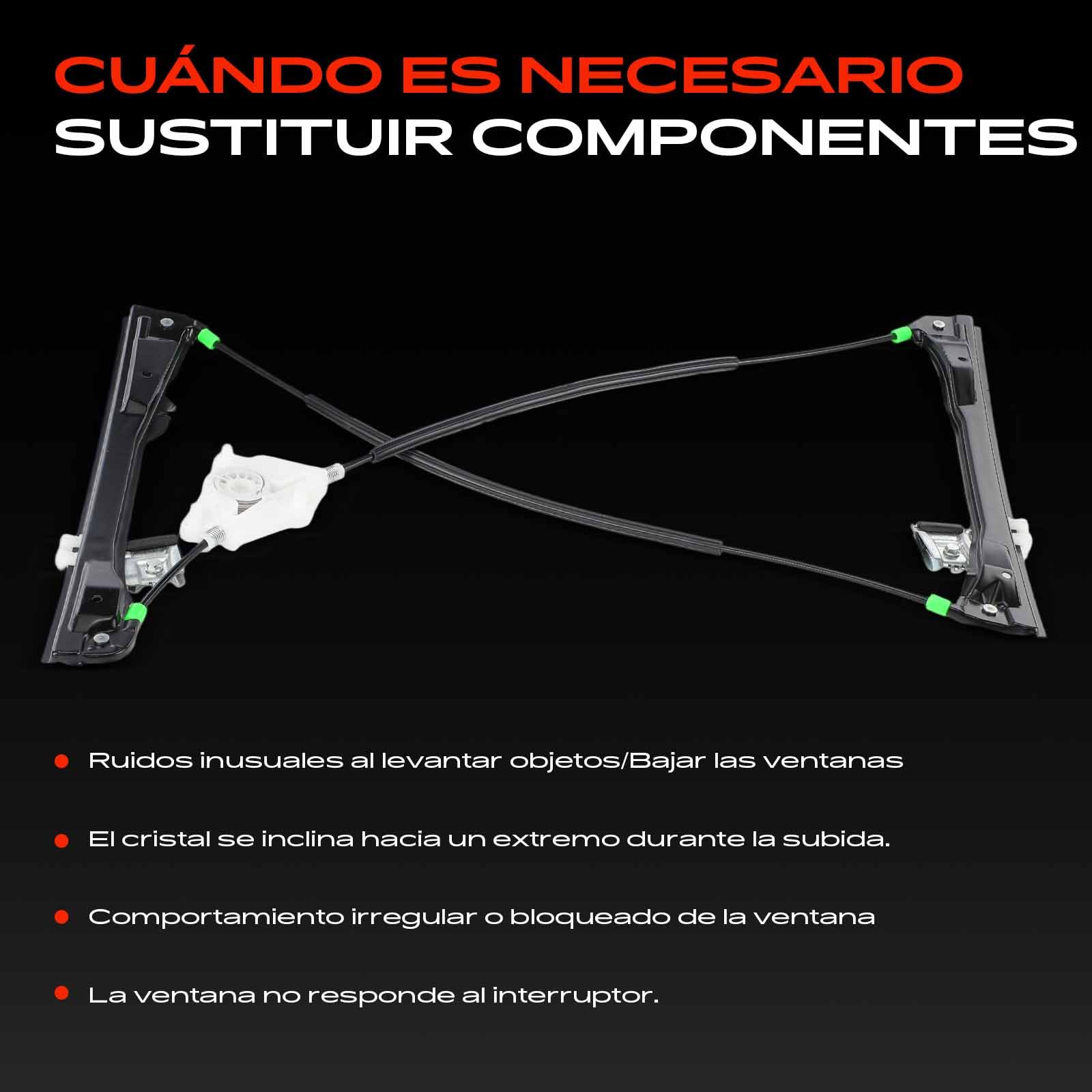 Frankberg Elevalunas Mecanismo elevalunas Eléctrico sin Motor Delantero izquierdo Sin placa 2/3 Puertass Compatible con Ibiza III 6L1 Compacto Replace# 6L3837461