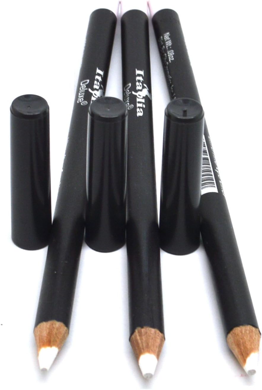3 Pcs x Italia 1004 White Ultra Fine Eye liner Pencil Lip Eyeliner Set + Free ZipBag