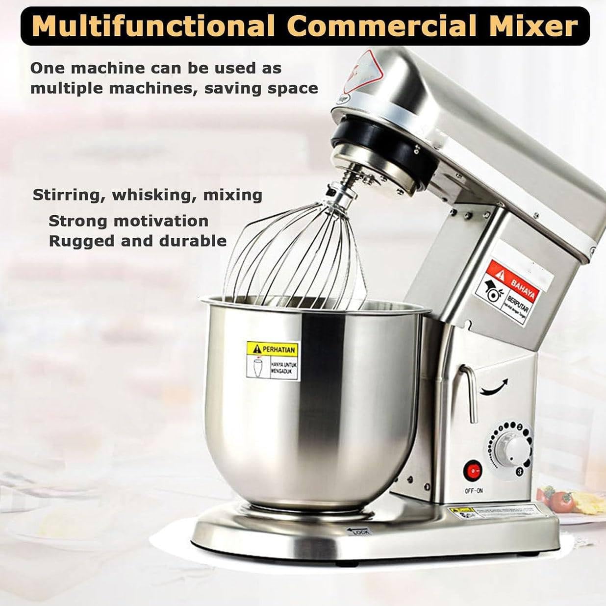 Impastatrice Elettrica da Cucina, Impastatrice a Spirale, Impastatrice per Torte 3 in 1,con Gancio per Impastare, Frusta, Frusta e Ciotola per Panificio Pizzeria Ristorante,7L