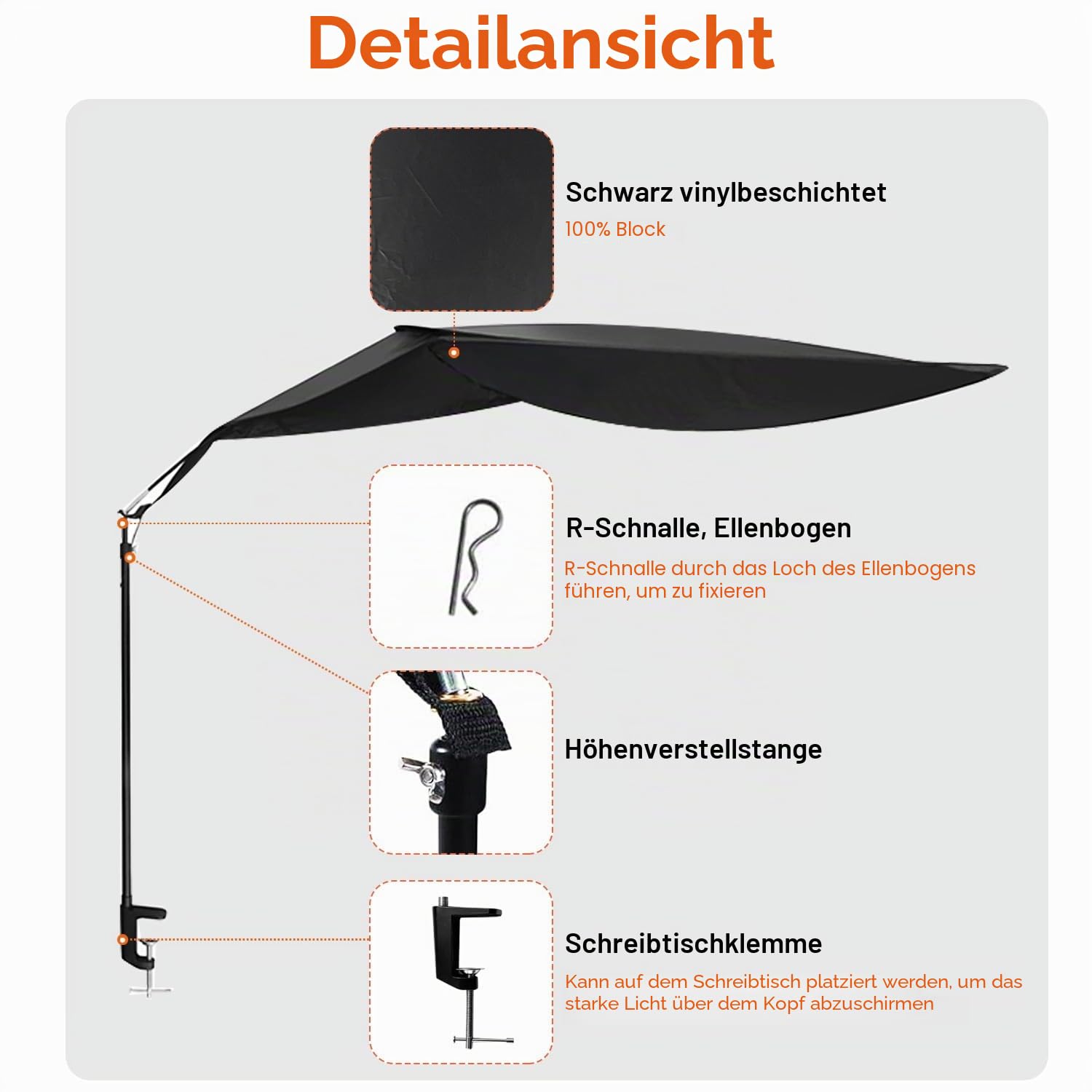 Comastbo Büro-Lichtabdeckung und Schreibtischschirm, entworfen für lichtempfindliche Arbeiter, ideal für Bürokabinen und Schreibtische.