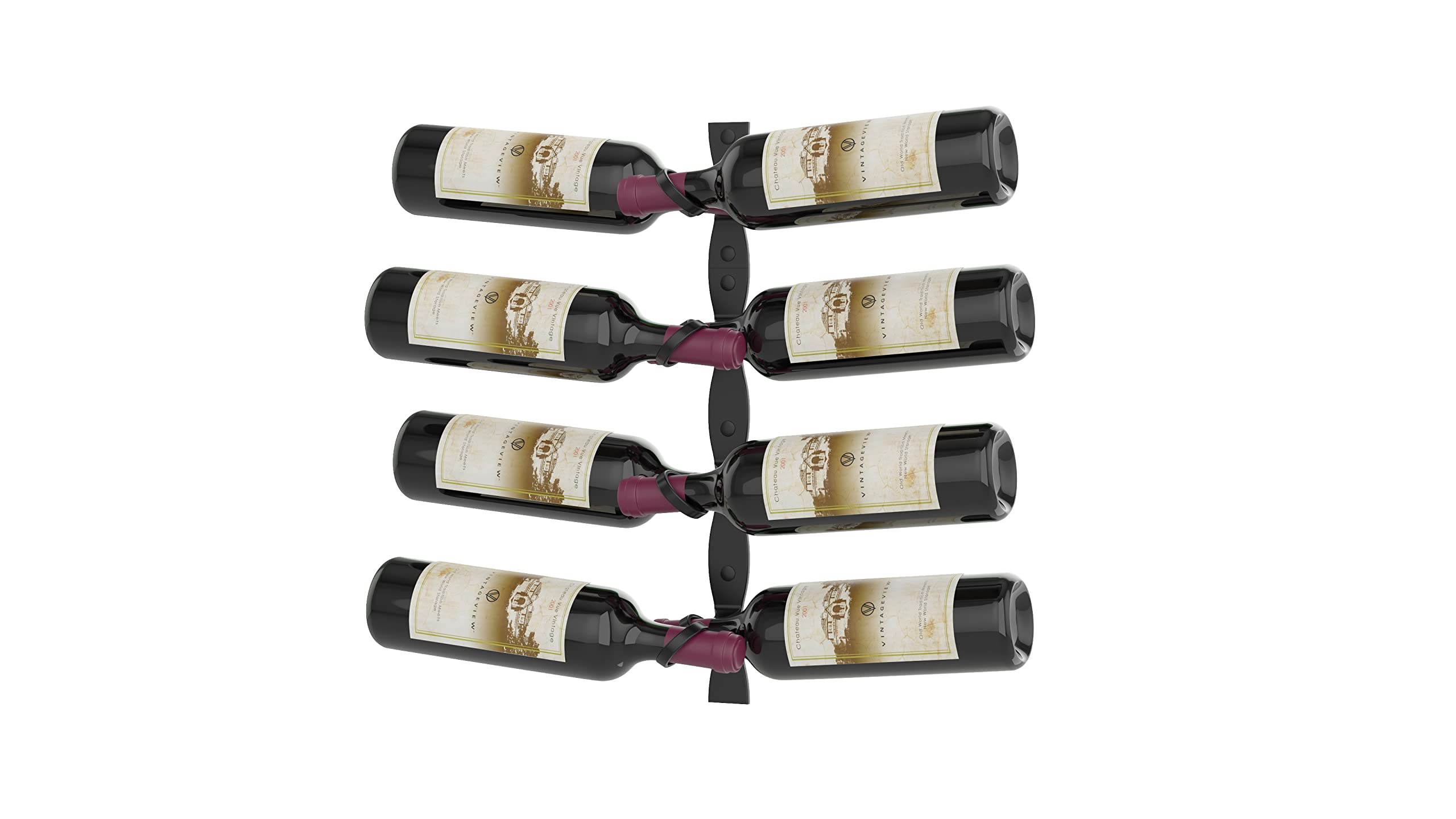 VintageView R Series Helix Dual 20 Kit | Minimalist Wall Mounted Metal Wine Rack kit (Matte Black)
