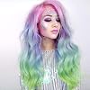 IMSTYLE Multi-Color Lace Front Wigs Rainbow Natural Wave Synthetic Wig for Cosplay Party Wig 26 inches