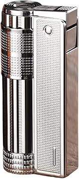 Jet Torch Butane Creative Paraffin Lighter, Flint Vintage, Digging, Lighter for Candles, Kitchen, Camping, Fireplace, Gifts for Men Fuel Not Included Silver