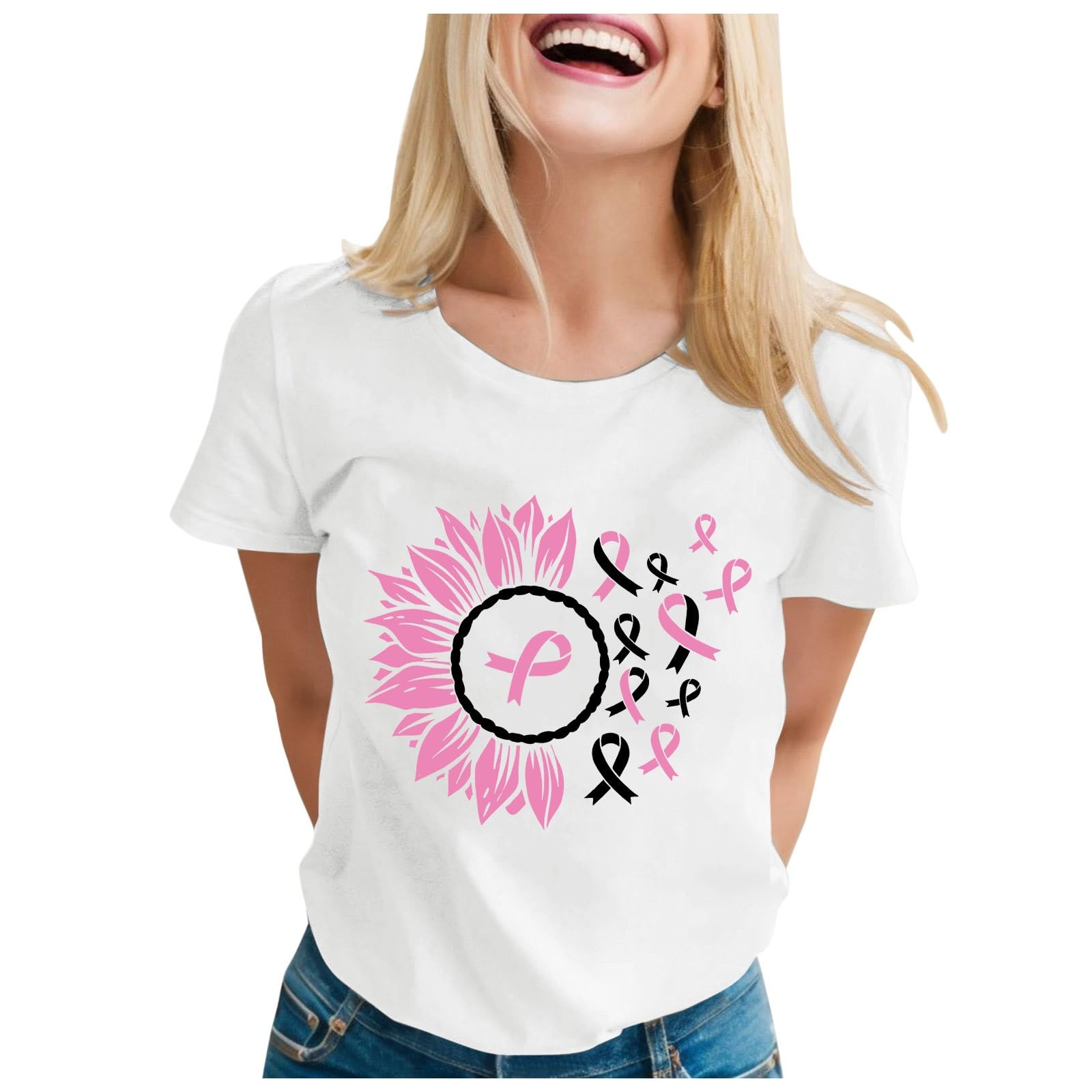 Tee Shirt Pour Octobre Rose Fee Cancer Du Sein, T-Shirt Avec Ruban