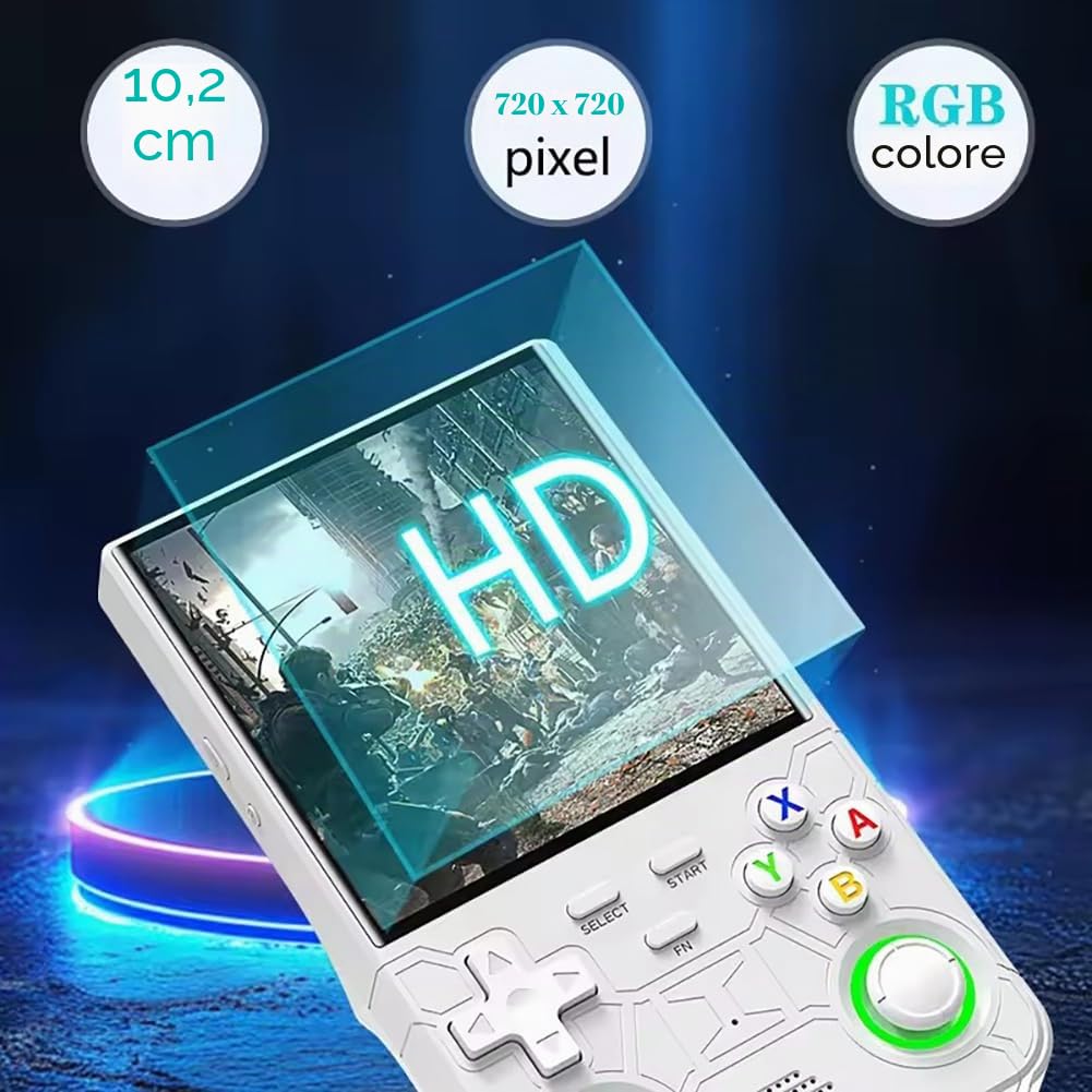 R36 - Console di gioco portatile ultra retrò con sistema Linux open source, schermo IPS da 4,0 pollici, scheda TF 64G/128G contiene oltre 15.000+/30000 giochi, abilitato WiFi, console emulatore