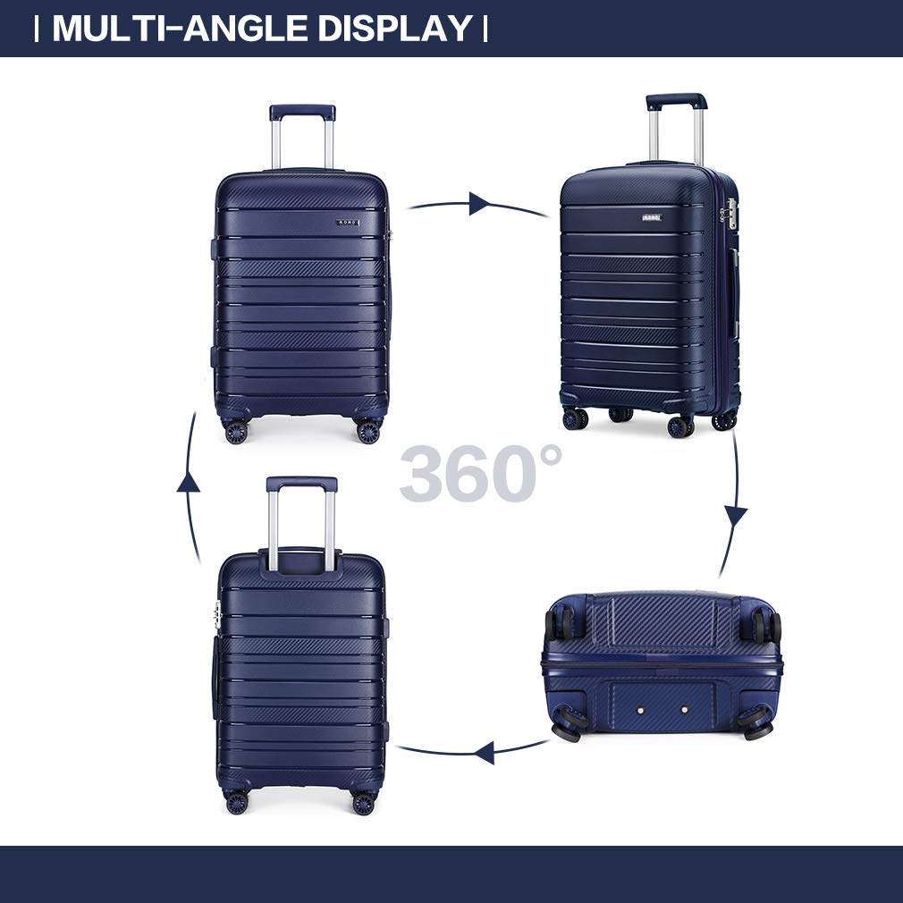 KONO Valigia Media 65cm Rigida in Polipropilene Trolley Valige con TSA Lucchetto e 4 Ruote, Marina Militare