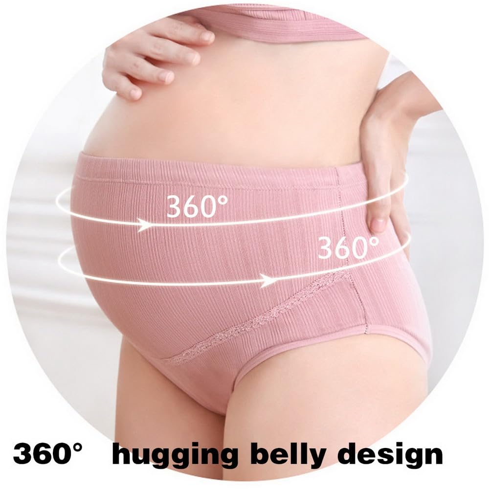 Lot de 6 Culotte de Maternité Femmes Culottes en Coton Doux Pure pour Enceinte Réglable Culotte de Grossesse Taille Haute Soutien Ventre Slip pour Femmes Enceintes de sous-vêtements