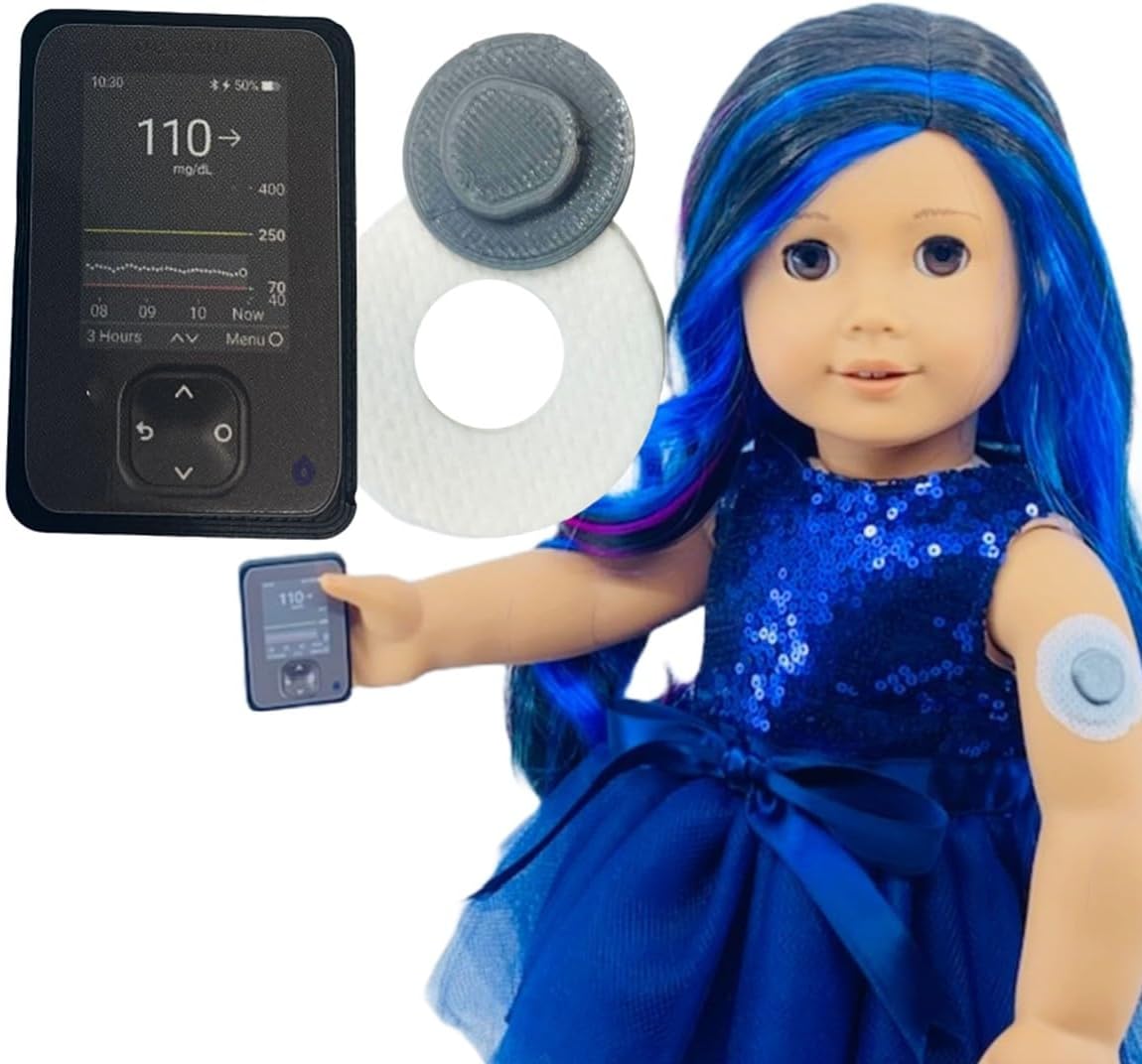 Warrior Buddy Diabetes Accessories Compatible with 18" Dolls or Plush Toys. (Dexcom G7, Plastic)