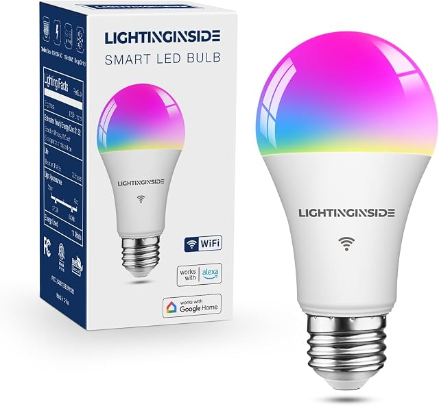 Smart Light Bulbs 100W Equivalent, 11W A19 E26 WiFi Smart Bulb Compatible with Alexa & Google Assistant, Color Changing Light Bulb, Dimmable, No Hub Required, 2.4GHz WiFi Only, ETL Listed, 1PCS