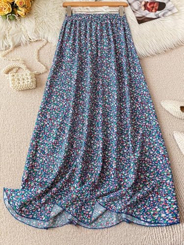 EARKOHA Womens Fall Skirts Women's Elastic Waist Summer Elegant Vacation Style Ditsy Floral Skirt Maxi Women Skirt2