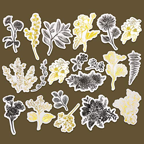 Knaid Botanical Large Gold Foil Stickers Set (120 Pieces) - Flower And Leaves Washi Sticker For Scrapbooking, Kid Diy Arts Crafts, Album, Bullet Journaling, Planners, Calendars And Notebook #TOP2