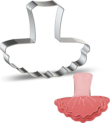 Vista 20 de Cortador de galletas en forma de vestido de gran tamaño, vestido de princesa sin tirantes de acero inoxidable, vestido de boda, cortador