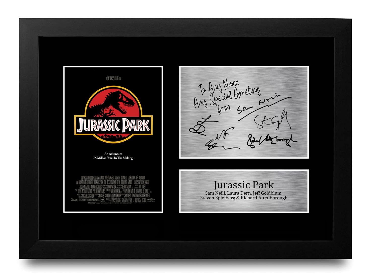 HWC Trading Jurassic Park Cast Sam Neill Personalised Gift - Signed Autograph Picture, Framed A4 Film & TV Memorabilia with Custom Name Message for Birthday Christmas Wedding