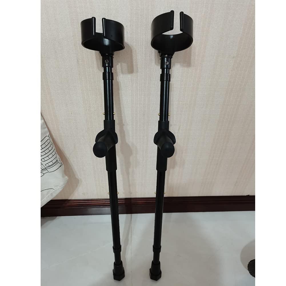 Muletas de antebrazo para niños, muletas de Codo telescópicas, manijas ergonómicas, muletas de Manos Libres, Aluminio, 1 par (Color : Black)