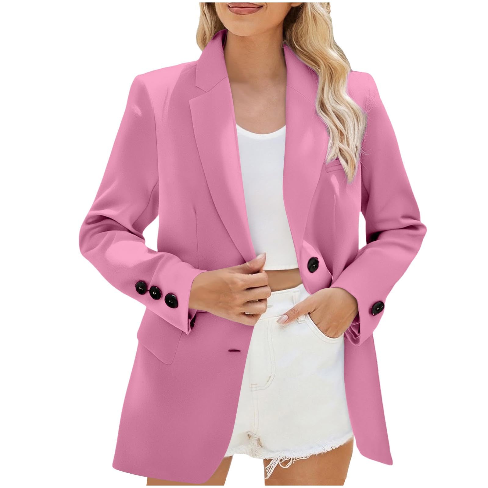 Blazers for Women Business Casual Blazer Office Work Coat Long Sleeve Open Front Suit Jackets with Pockets
