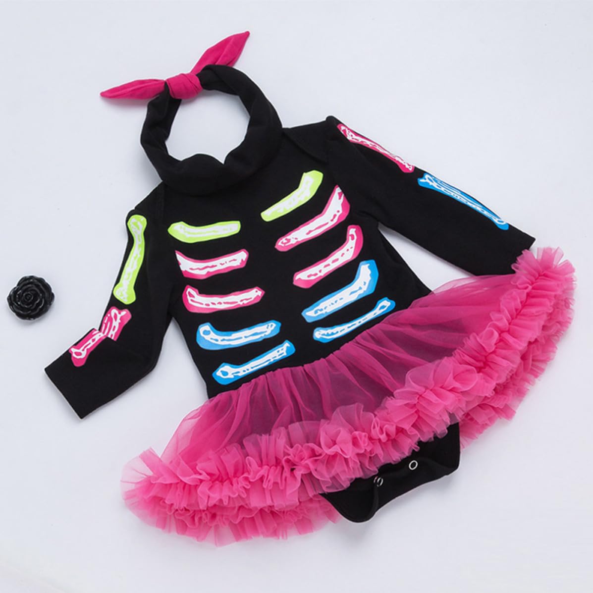 4 Set Pagliaccetto Gonna a Maniche Lunghe Halloween per Neonata 80