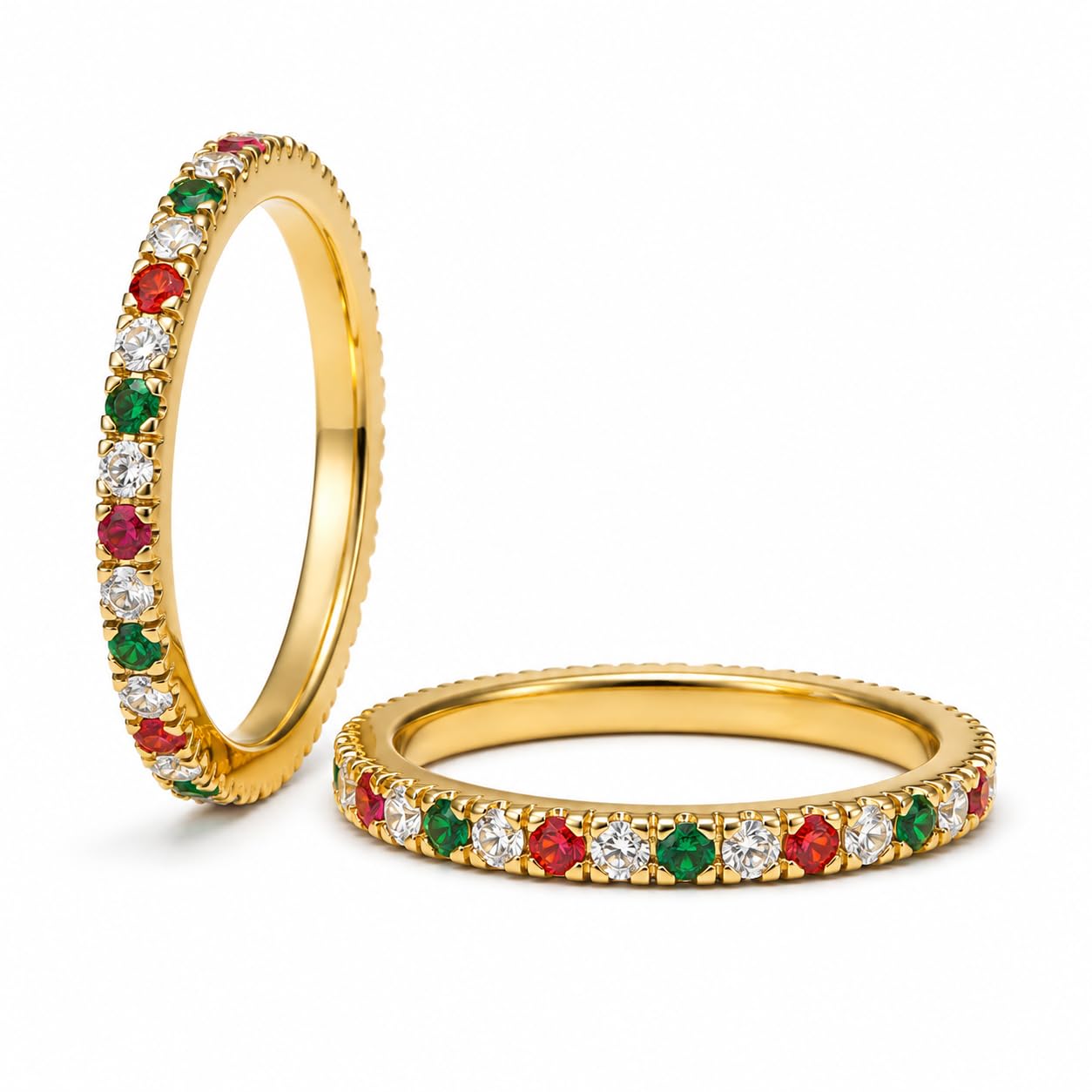 Amazon | LevyPan 2個パック 14K 金メッキ 重ね付けリング Oura Ring