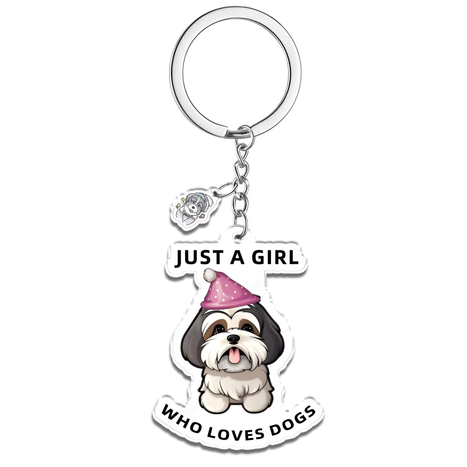 Acrylic keychain Dog Keychain Gifts for Women - Just a Girl Who Loves Dog Key Chain, Animal Lovers Mom Owners Gifts