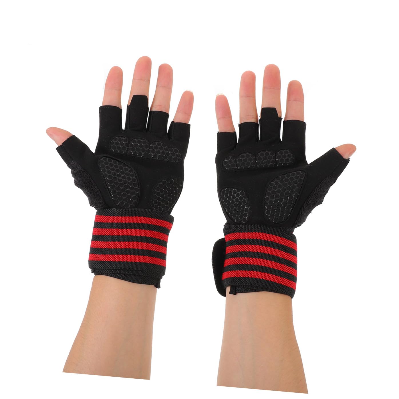 PACKOVE Guanti a Mezze Dita Guanti Da Allenamento Sportivi Antiscivolo Guanto Da Palestra Da Corsa Senza Dita Per Bambini Da Seta Di Ghiaccio Rosso