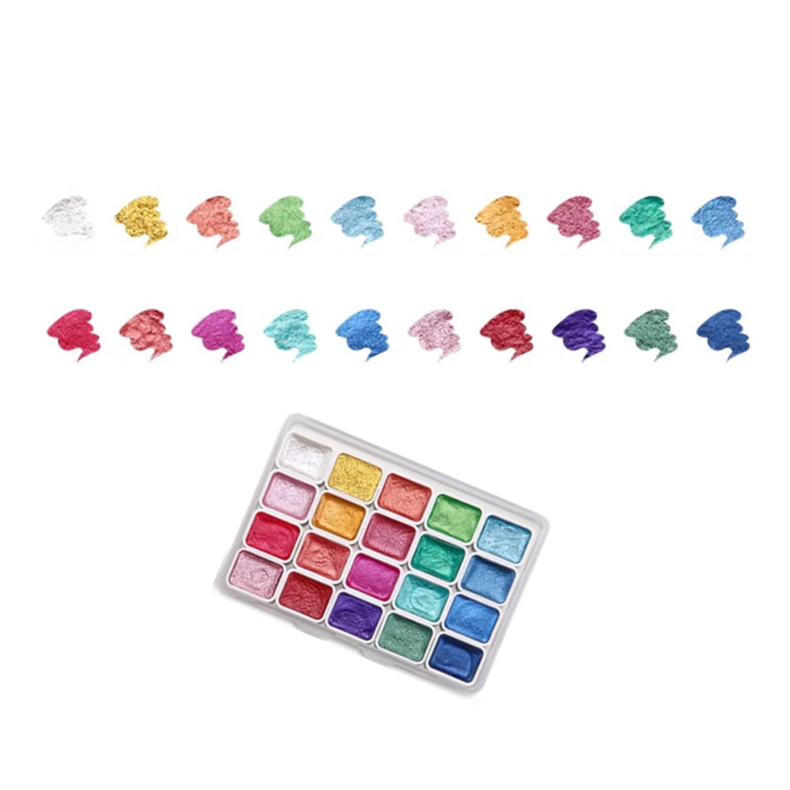 20 Colors Glittering Watercolor Paint Set Pearlescent Pigment Drawing Supplies for Artists Students Hobbyists