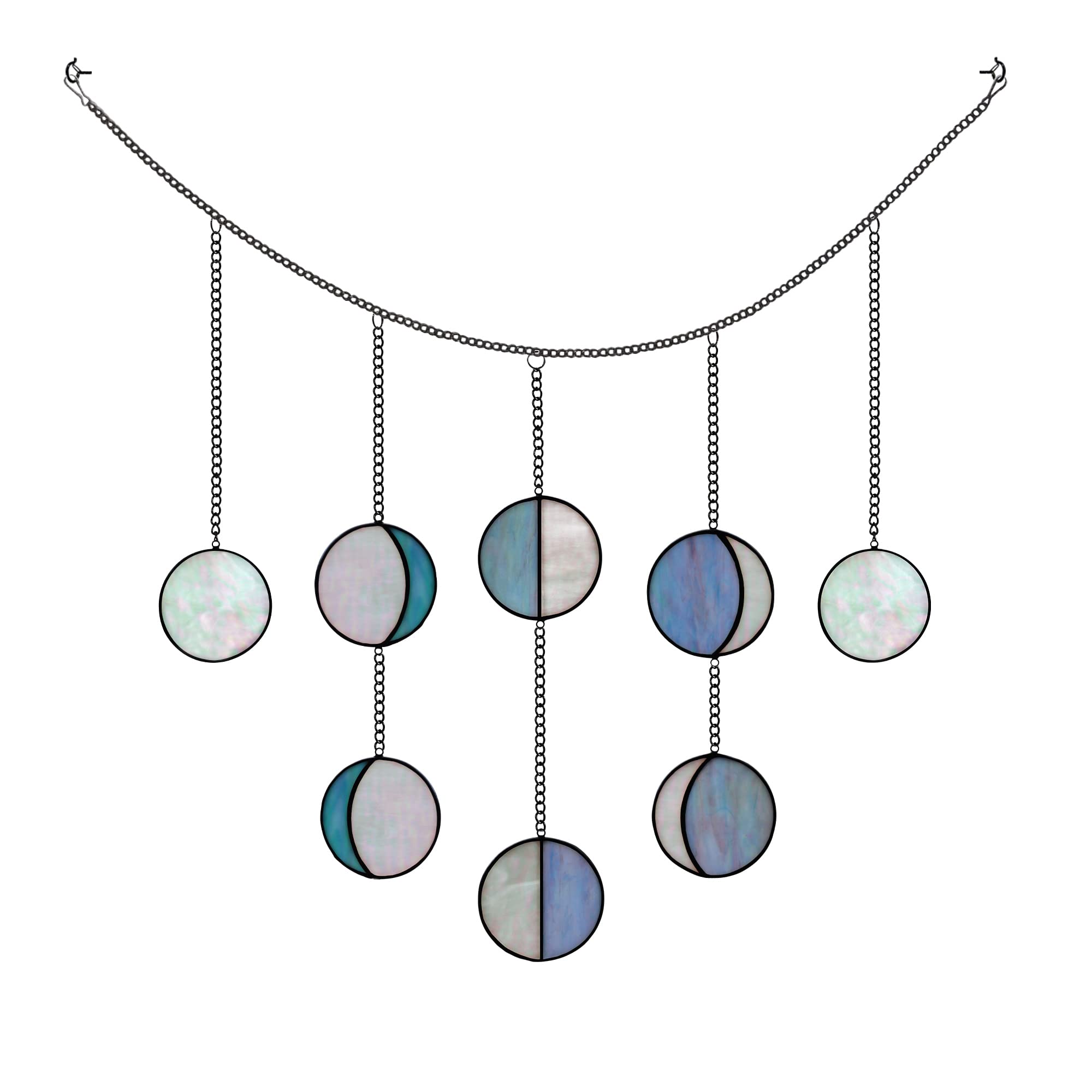 HAOSUMHAOSUM Moon Phase wall decor Stained Glass Window Hanging,Celestial Lunar Boho Wall Art for Room Decor,Irisident Moon Phase Decor for Dorm Room Living Room Bedroom Headboard Nursey…
