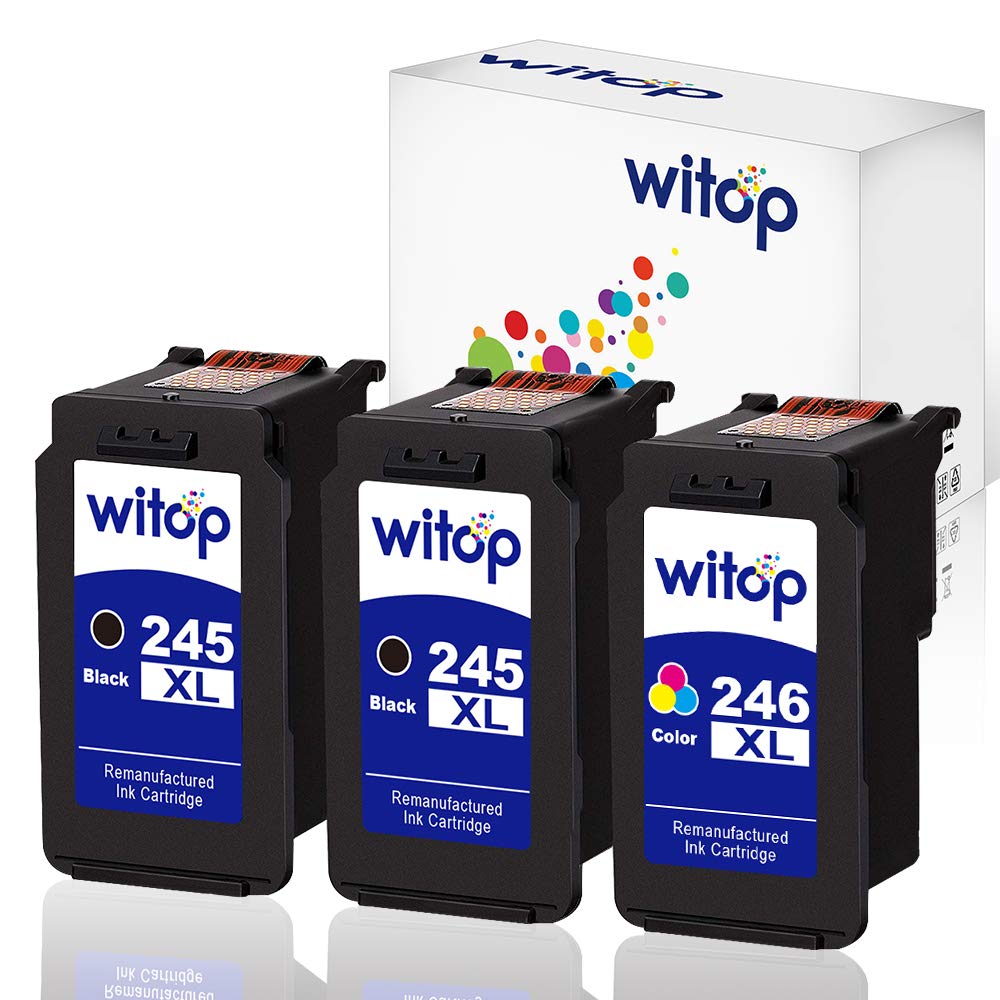 Witop PG-245 CL-246 245XL 246XL Ink Cartridge Replacement for Canon PIXMA MX492 MX490 IP2820 MG2420 MG2522 MG2920 MG2922 TS302 Printer, 2 Black 1 Color