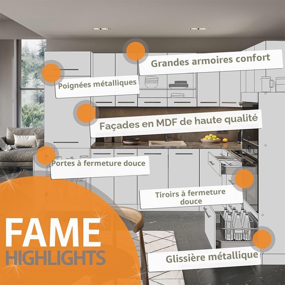 Vicco Elément Haut de Cuisine Fame-Line, Chêne de Force doré, 60cm, à Combiner avec d'autres modules de la série Fame-Line