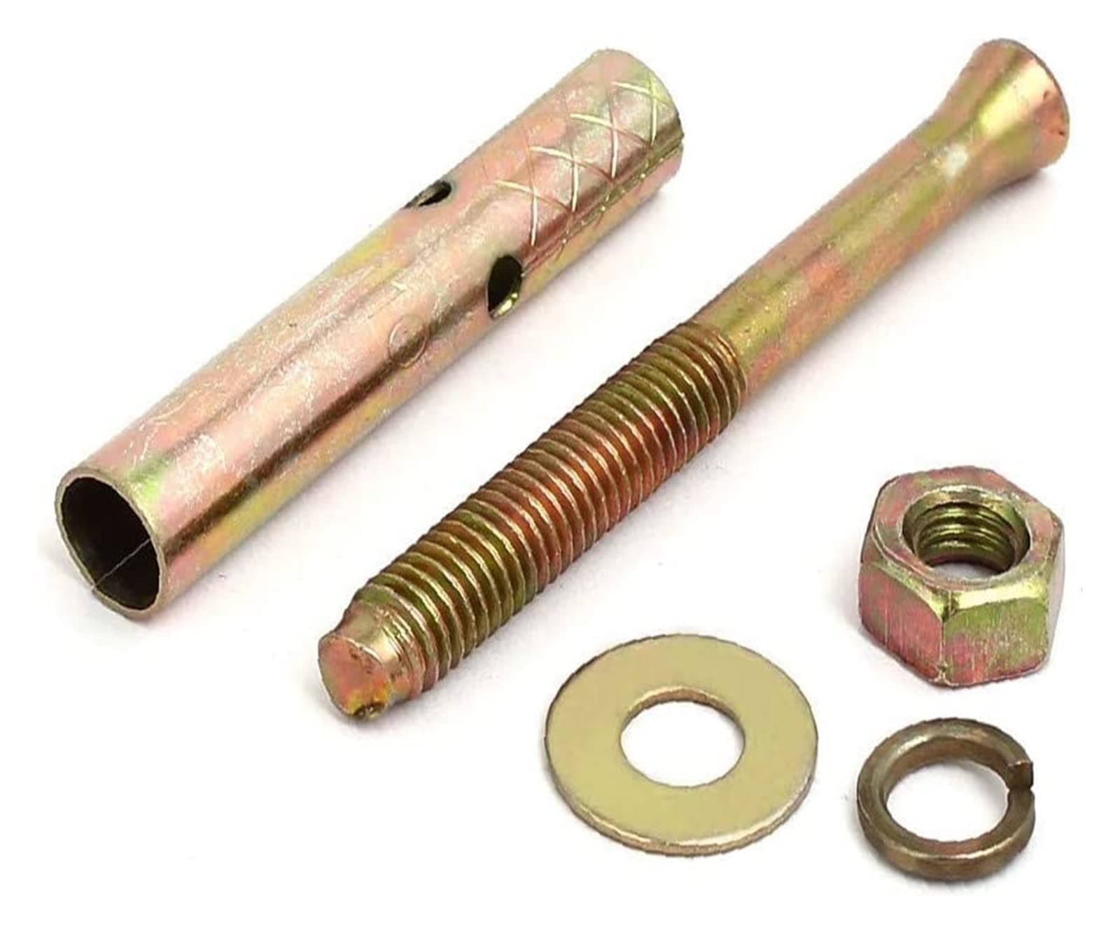 Bulloni a espansione，Vite a espansione Bullone di espansione for manicotto zincato M8x80mm, tono bronzo, 6 pezzi