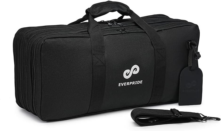 EVERPRIDE 4 bolsillos – Negro – Bolsa para cuchillos de chef, 20 ranuras para cuchillos, 4 compartimentos de almacenamiento, funda culinaria