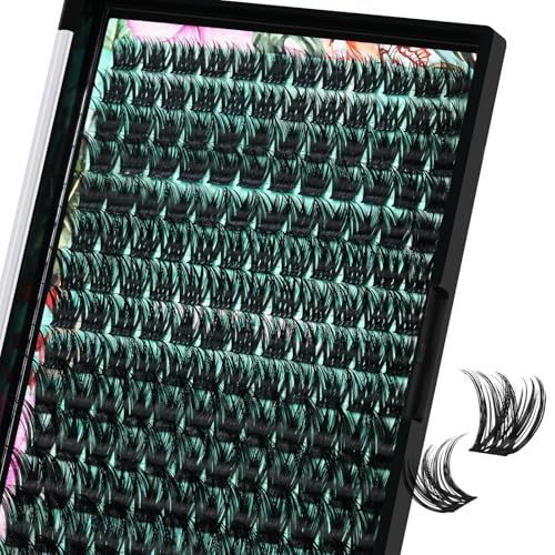 Lash Clusters Wet Look 168Pcs Eyelash Cluster Ultra-Thin Lash Band Eyelashes Extensions Spiky Anime Wide Span Lashes(Geranium,D-Mix10-18mm)