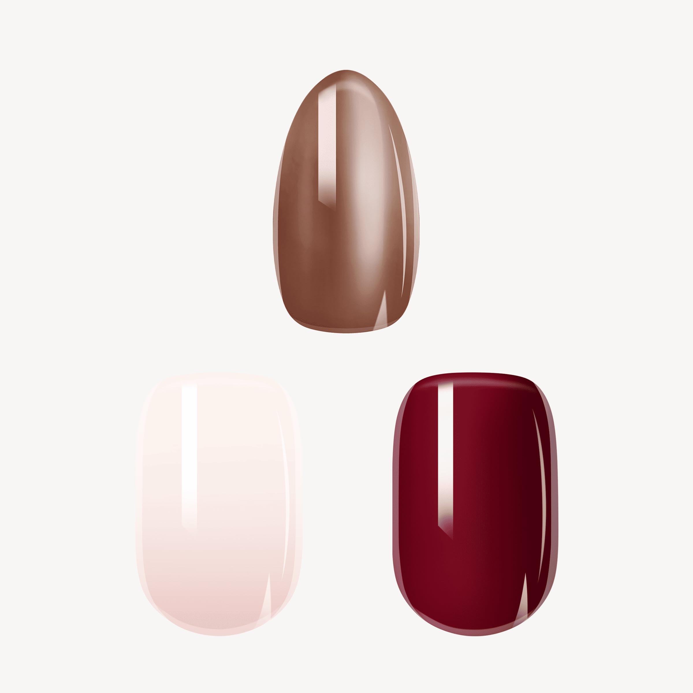 DOONAILS Press On Nails 3x30 Stück Find Your Shape Set – Babyboomer, Love Paris & Glazed Chocolate – Short Square, Round & Almond Soft Gel Nägel Full Cover Natürlich & Wiederverwendbar