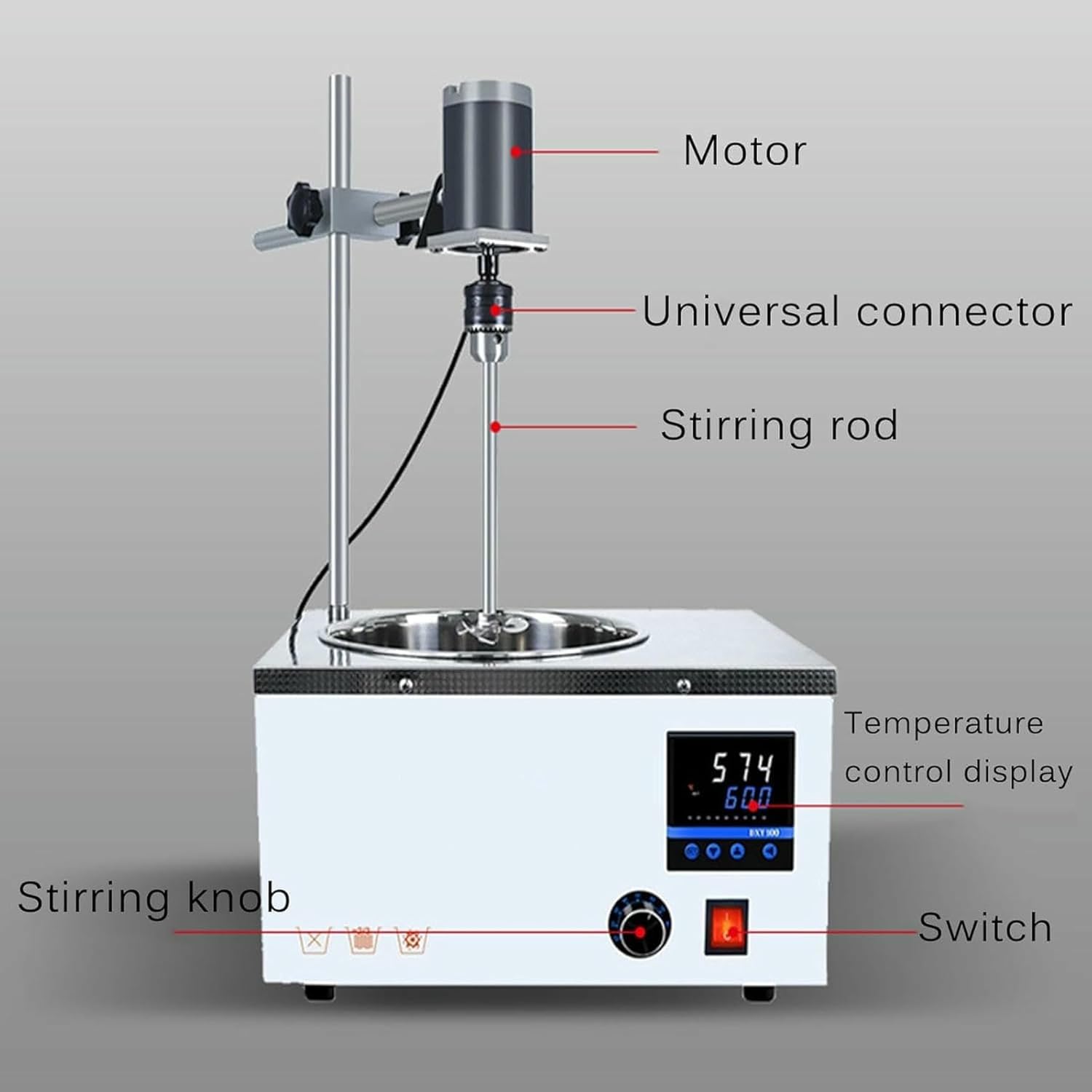 LED Digital Thermostatic Water Bath, Heating Plate with 5 L Electric Stirre