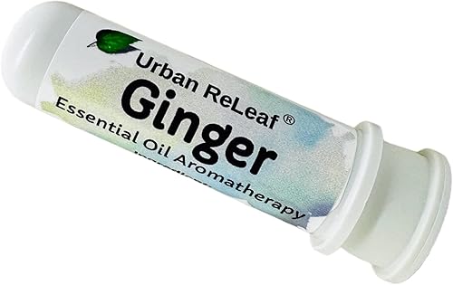 Urban ReLeaf Inhalador nasal de aromaterapia de aceite esencial de jengibre, aceite de especias puro sin diluir, parte superior fácil de abrir.