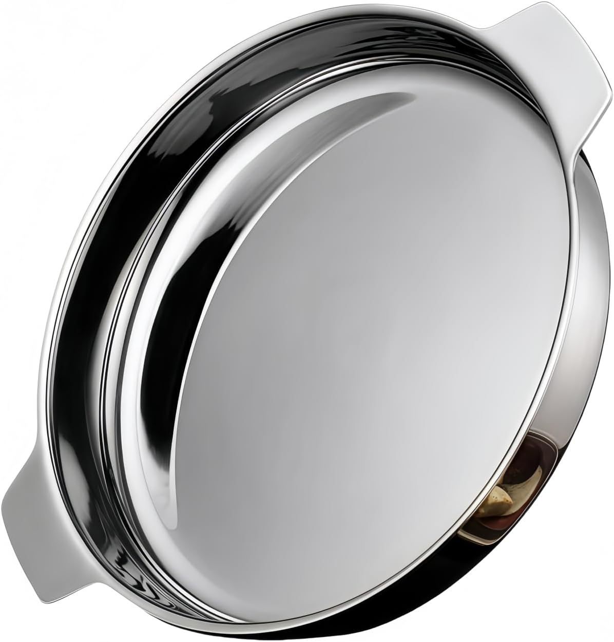 Stainless steel circular Roasting Pan for Oven or frying pan,Suitable for all heat sources,Toaster Oven Tray Pans,Hotel Pan,heavy-duty stainless steel with handle,Dishwasher Safe (W:16.7in;H:2.1in)