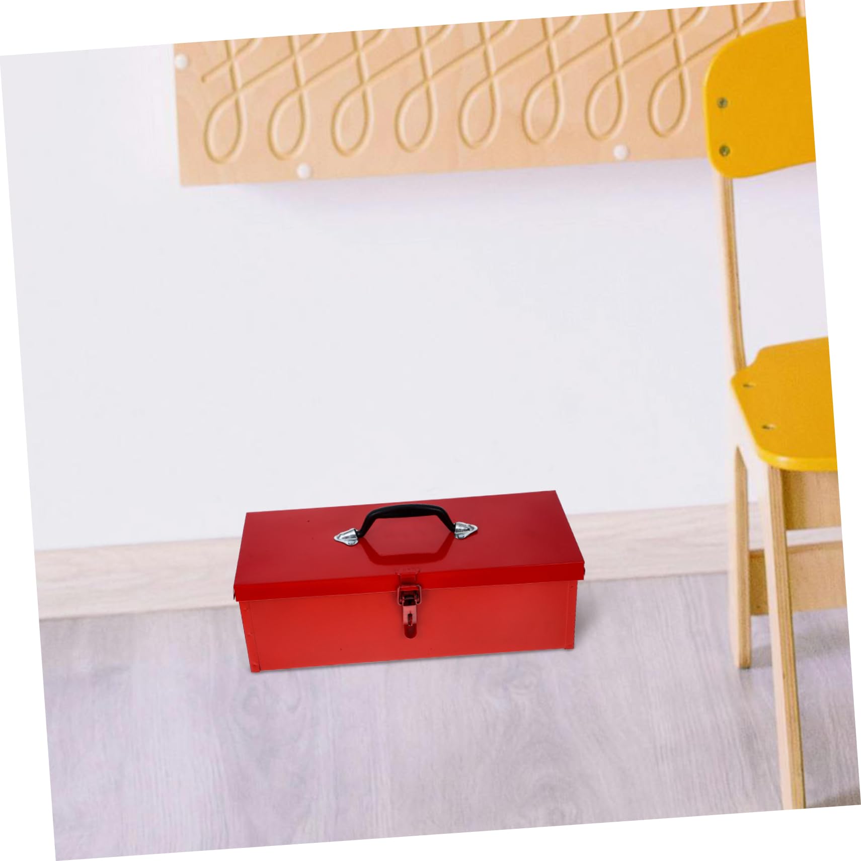 Contenitore Attrezzi Metallo Rosso in Lamiera, Portatile Fibbia | Scatola Attrezzi, Scatola Porta Attrezzi in Ferro, Chiusura e Maniglia Comoda Stile Casuale