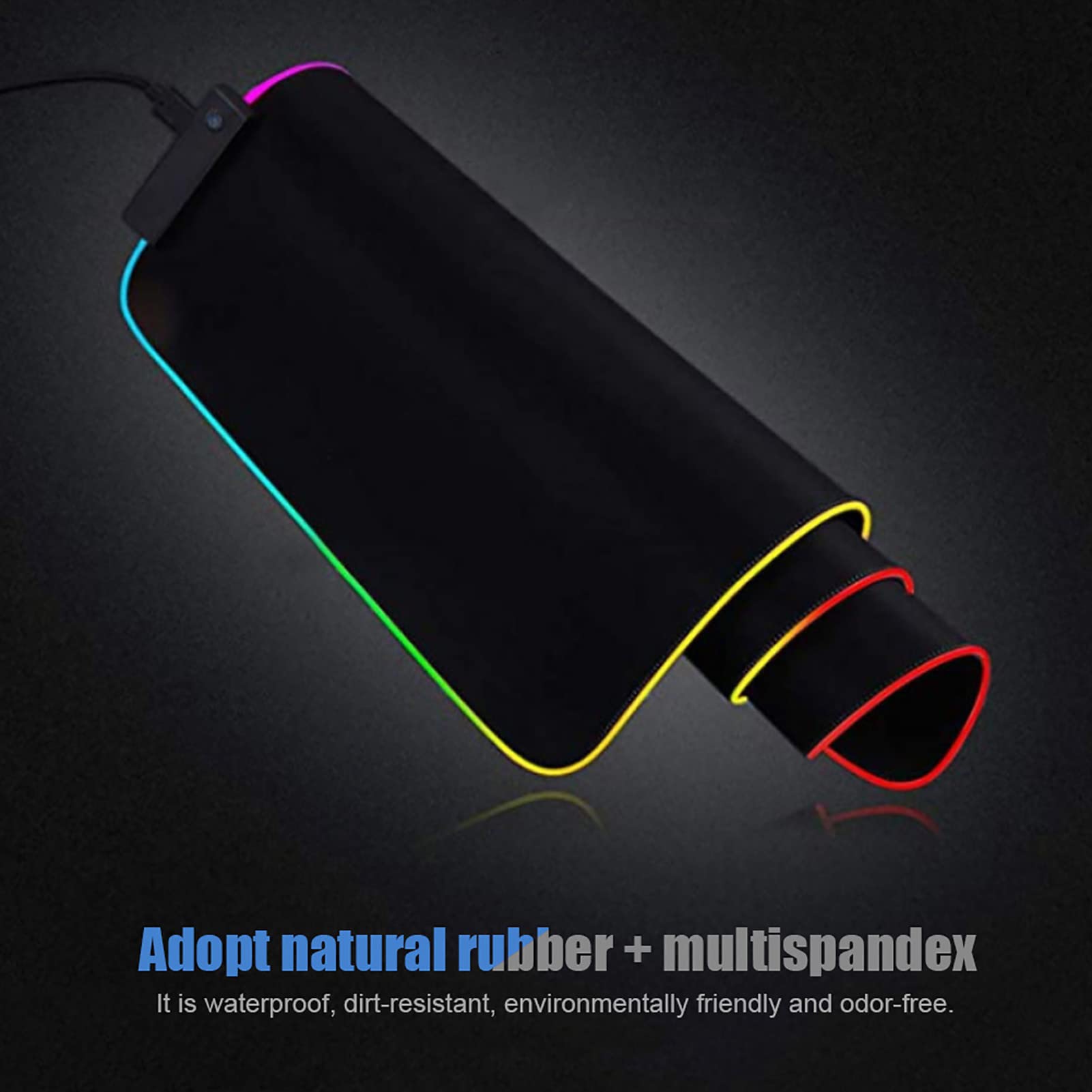 Tapis de Souris Gaming Extra Large 900 x 400 x 4 mm, Tapis de Souris RGB Épais avec Éclairage LED Multicolore, Bordure Surpiquée, pour Jeux et Bureau